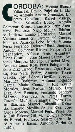 La lista negra del 23-F en Córdoba