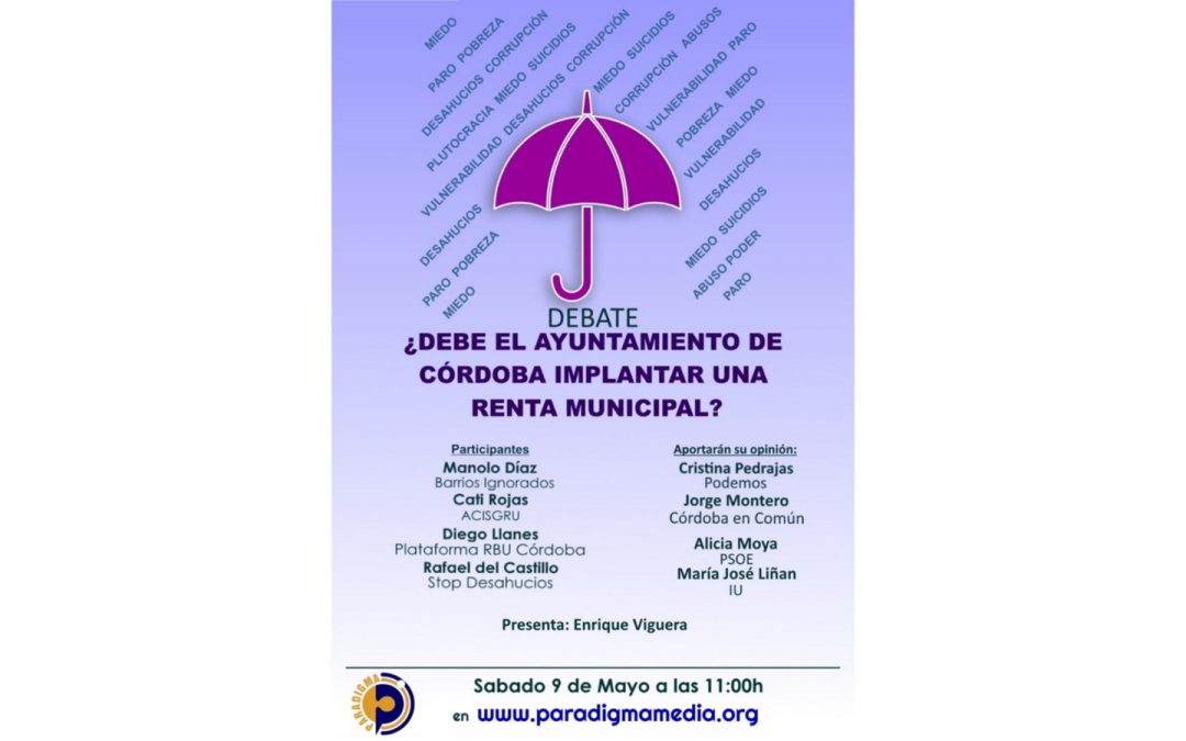 Mañana sábado, a las 11 horas, debate sobre la Renta Social Municipal en Córdoba