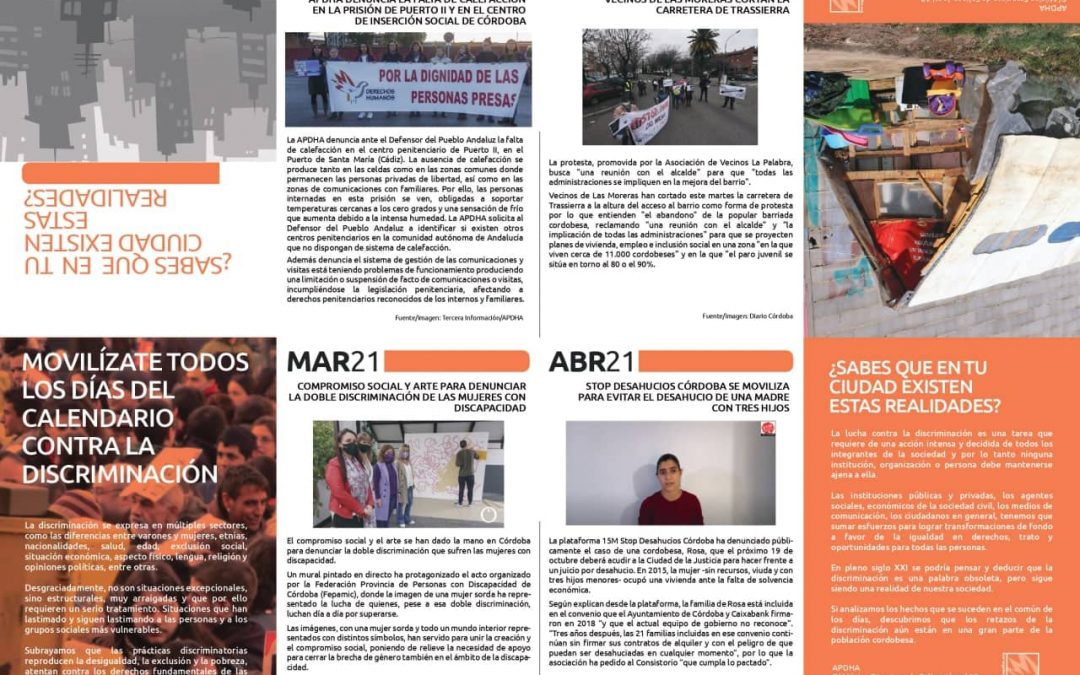Día internacional contra la discriminación: APDHA Córdoba presenta una nueva edición del “Calendario contra la discriminación”