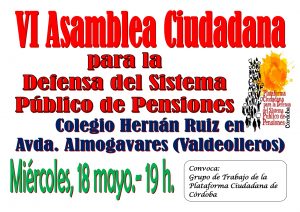 IV Asamblea Ciudadana para la Defensa del Sistema Público de Pensiones @ Colegio Hernán Ruiz