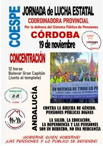 Jornada de lucha estatal de la Coordinadora Provincial por el Sistema Público de Pensiones @ Templete del Bulevar