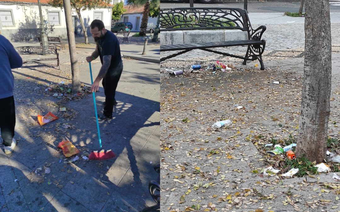 La vecindad de El Cerro sale a la calle a limpiar lo que no limpia SADECO