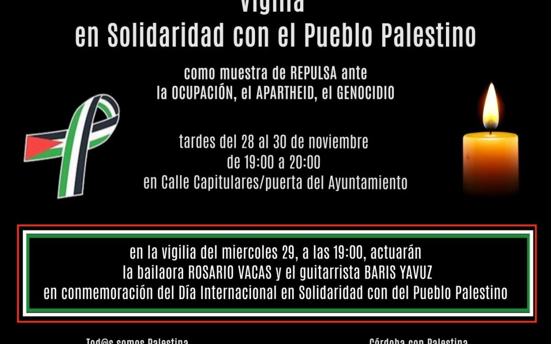 La Plataforma “Córdoba con Palestina” se moviliza para conmemorar el Día Internacional de Solidaridad con el pueblo Palestino.