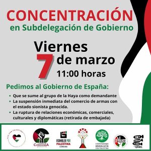 Concentración en la Subdelegación del Gobierno por Palestina @ Subdelegación del Gobierno