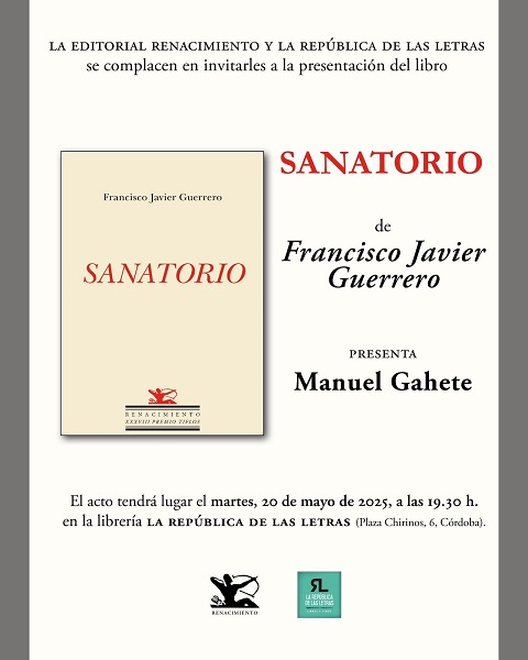 Presentación de «Sanatorio», poemario de Francisco Javier Guerrero Cano